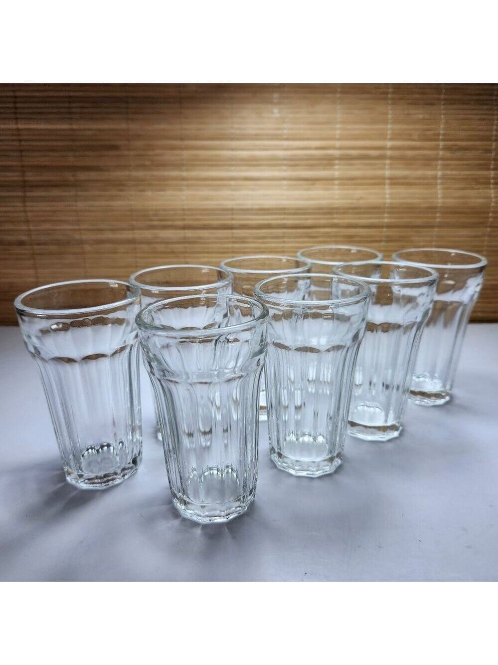Vintage MCM Juice Glasses Set of 8 Clear 4” Tumblers 1960s Kitchen Drinkware